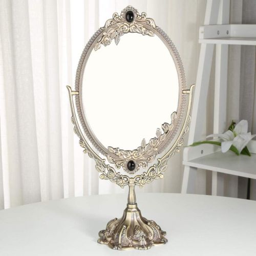  SODKK Desktop Vanity Mirror, Double Sided Ornate Freestanding Table Top Mirror Dressing Table Mirror Vintage...