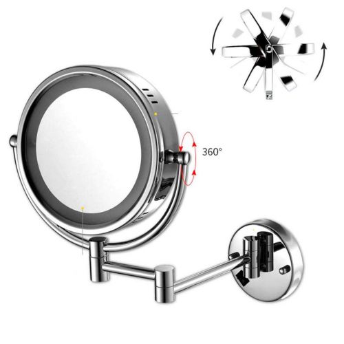  SODKK Led Lighted Wall Mounted Makeup Mirror, 10x/1x Magnification Double-sided 8 Inch Round...