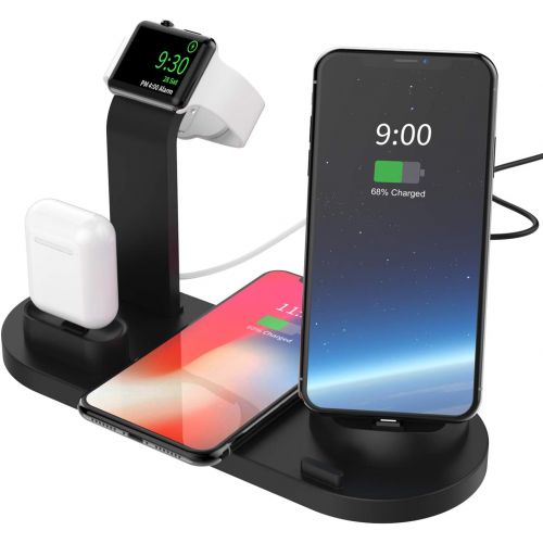  [아마존베스트]SODYSNAY Wireless Charger, 3 in 1 Wireless Charging Dock for Apple Watch and Airpods, Charging Station for Multiple Devices, Qi Fast Wireless Charging Stand Compatible iPhone X/XS/