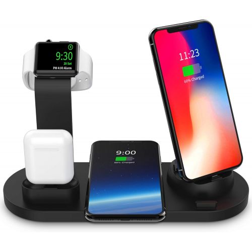  [아마존베스트]SODYSNAY Wireless Charger, 3 in 1 Wireless Charging Dock for Apple Watch and Airpods, Charging Station for Multiple Devices, Qi Fast Wireless Charging Stand Compatible iPhone X/XS/