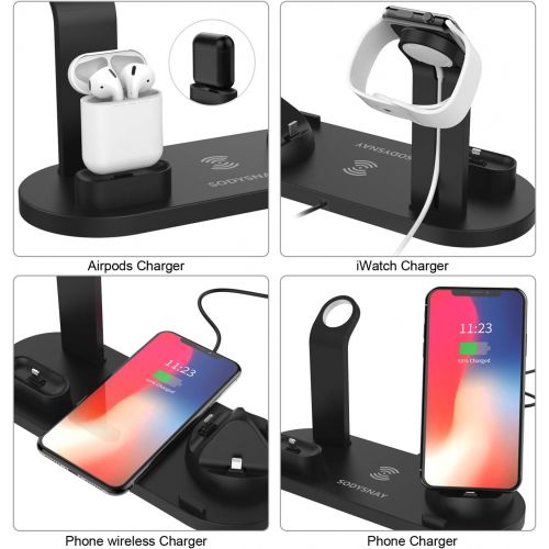  [아마존베스트]SODYSNAY Wireless Charger, 3 in 1 Wireless Charging Dock for Apple Watch and Airpods, Charging Station for Multiple Devices, Qi Fast Wireless Charging Stand Compatible iPhone X/XS/