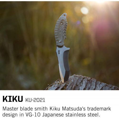  SOG Fixed Blade Knives with Sheath  “Kiku” KU-2021 Fixed Blade Knife 4.1” Tactical Knife with Sheath for Survival Knife or Hunting Knife Use