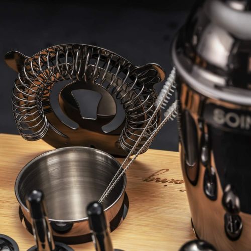  [아마존베스트]Soing Black 24-Piece Cocktail Shaker Set,Perfect Home Bartending Kit for Drink Mixing,Stainless Steel Bar Tools With Stand,Velvet Carry Bag & Recipes Included