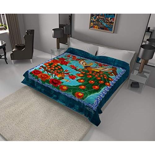  Solaron Peacock Queen Blanket, Blue