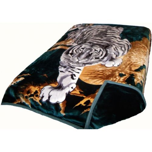  Solaron Two-Ply Crouching Tiger Mink Blanket (Navy Blue)