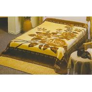 Solaron King Two-Ply Golden Floral Mink Blanket