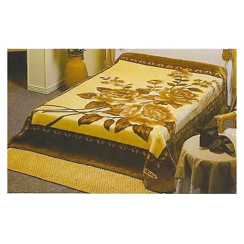  Solaron King Two-Ply Golden Floral Mink Blanket