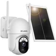 SOLIOM Solar Security Cameras Wireless Outdoor Battery Powered Mini Camera Pan Tilt 355°View with 1080p Night Vision,Spotlight PIR Motion Sensor,2-Way Talk, S40 WiFi