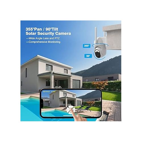  SOLIOM Solar Security Cameras Wireless Outdoor Battery Powered Mini Camera Pan Tilt 355°View with 1080p Night Vision,Spotlight PIR Motion Sensor,2-Way Talk, S40 WiFi