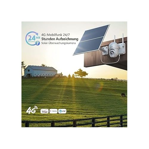  SOLIOM 4G LTE Cellular Security Camera [24/7 Recording] with 20W Solar Panel, 20000mAh Battery,360° Pan Tilt,Spotlight Color Night Vision,2 Way Talk,PIR Motion Detect,No WiFi,IP66,SL800-4G US Ver.