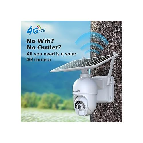  SOLIOM S800C-4G LTE Cellular Security Camera Outdoor,Pan Tilt 360° View 1080p Wireless Solar Powered, Spotlight Color Night Vision, 2 Way Talk,PIR Motion Detection