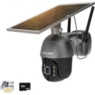 SOLIOM S600 3G/4G LTE Outdoor Solar Powered Cellular Security Camera Wireless,Pan Tilt 360°View Spotlight,1080p Night Vision,2 Way Talk,PIR Motion Sensor,No Wifi, US Version