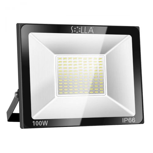  [아마존 핫딜]  [아마존핫딜]SOLLA 100W LED Flutlicht Outdoor-Sicherheitsleuchte, 550W AEquiv, 6000K Tageslichtweiss, 8000LM, Wasserdicht IP66, Aussenwandleuchte, 24 Monate Garantie