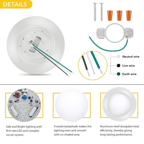  4-Pack White Dimmable LED Disk Light, SOLLA 7.5 Flush Mount Ceiling Light Fixture LED Downlight, 15W 1000LM (120W Equiv.) 4000K Natural White Low Profile Indoor Round Light,Install