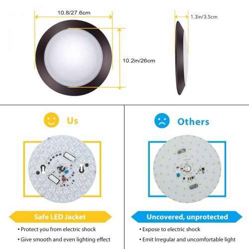  Bronze Dimmable LED Disk Light,SOLLA 13 Flush Mount Ceiling Light Fixture LED Downlight,28W 2000LM (220W Equiv.) 3000K Warm White Low Profile Indoor Round Light,Energy Star,Install