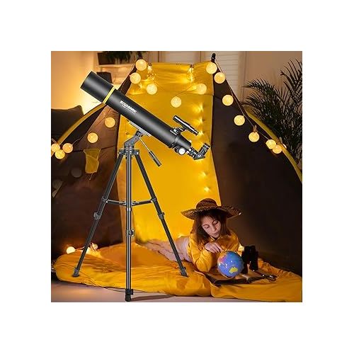  Telescopes for Adults Astronomy, 80mm Aperture 900mm Professional Refractor Telescope for Kids & Beginners, Compact and Portable Travel Telescopio with Carrying Bag