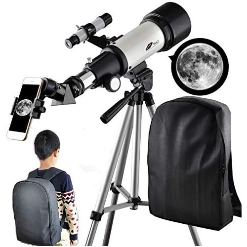  [아마존베스트]SOLOMARK Telescope for Kids and Beginners Travel Scope 70mm Apeture 400mm AZ Mount - with Backpack to Carry Easily - Travel Telescope to View Moon and Planet