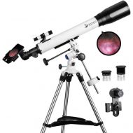 SOLOMARK Telescopes for Adults, 70mm Aperture and 700mm Focal Length Professional Astronomy Refractor Telescope for Kids and Beginners - with EQ Mount, 2 Plossl Eyepieces and Smartphone Ada