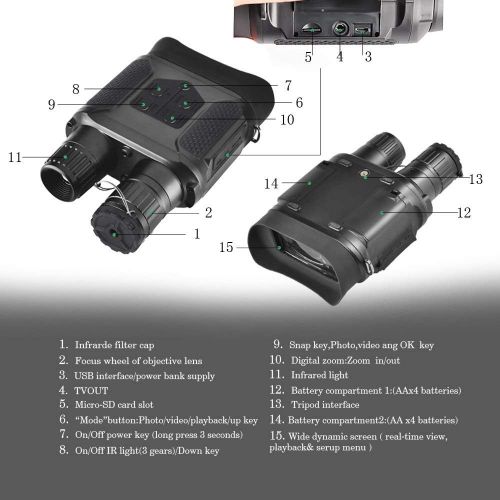  [아마존베스트]SOLOMARK Night Vision Binoculars Hunting Binoculars-Digital Infrared Night Vision Hunting Binocular with Large Viewing Screen Can Take Day or Night IR Photos & Video from 400m/1300