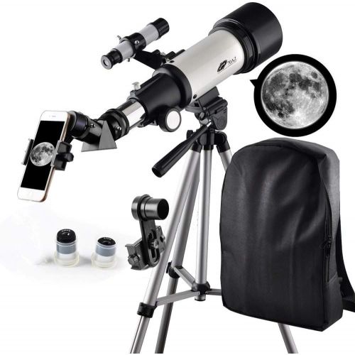  SOLOMARK Telescope 70mm Apeture Travel Scope 400mm AZ Mount - Good Partner to View Moon and Planet - Good Travel Telescope with Backpack for Kids and Beginners