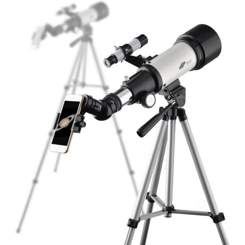  SOLOMARK Telescope 70mm Apeture Travel Scope 400mm AZ Mount - Good Partner to View Moon and Planet - Good Travel Telescope with Backpack for Kids and Beginners