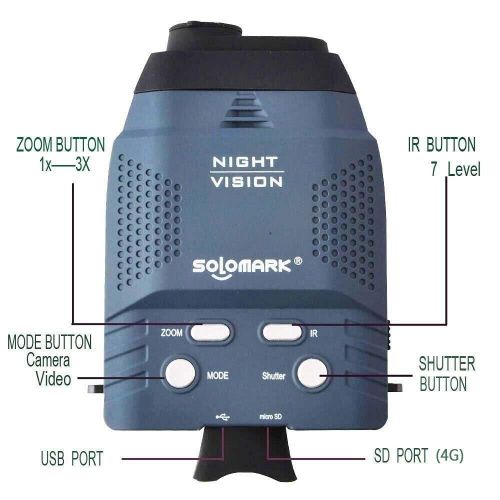  SOLOMARK Solomark Night Vision Monocular, Blue-Infrared Illuminator Allows Viewing in The Dark - Records Images and Video