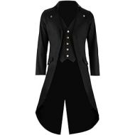 SOLOTIMES Mens Black Tailcoat Jacket Gothic Steampunk Victorian VTG Halloween Costume Long Coat