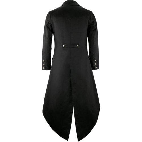  할로윈 용품SOLOTIMES Mens Black Tailcoat Jacket Gothic Steampunk Victorian VTG Halloween Costume Long Coat