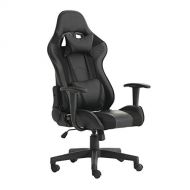 SOME Gaming Racing Chair Ergonomic High-Back Adjustment Computer Desk Chair PU Leather Executive Office Swivel Chairs with Headrest and Lumbar Support, Black