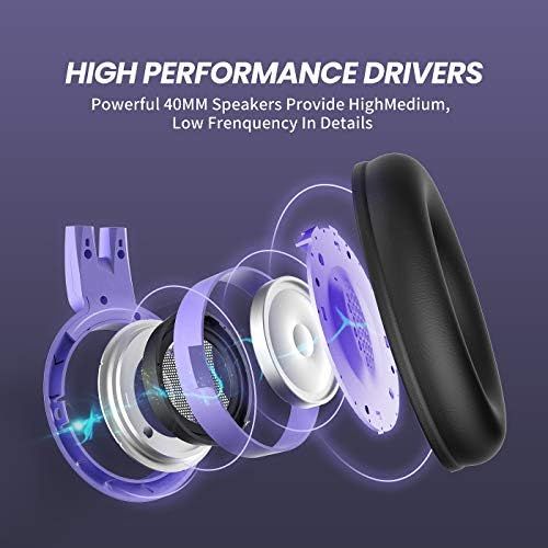  SOMIC G951S Purple Stereo Gaming Headset with Mic for PS4, PS5, Xbox One, PC, Phone, Detachable Cat Ear 3.5MM Noise Reduction Headphones Computer Gaming Headphone Self-Adjusting Ga