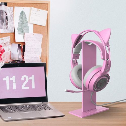  [아마존베스트]SOMIC Pink Headphone Stand Gaming Headset Holder with Solid Base and Flexible Earphone Hanger with Supporting for All Headphones Size