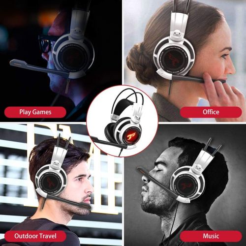  SOMIC G941 Gaming Headset For PS4, PC and Laptop, 7.1 Virtual Surround Sound USB Lightweight Over Ear Headphone with Mic,Volume Control,LED(Black)