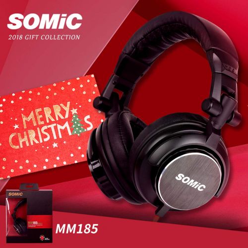  SOMIC MM185 Foldable Over Ear Music DJ Headphones, Headsets Noise Cancelling Bass Hi-Fi Light-weight Stereo Isolation Earphone for Studio Monitoring and Mixing