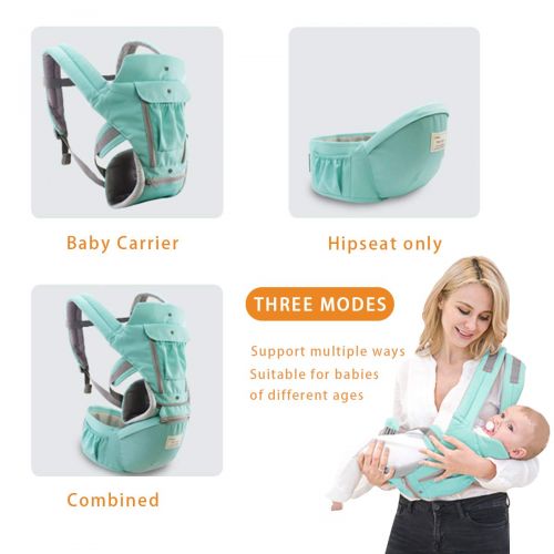  SONARIN 3 in 1 Multifunction Hipseat Baby Carrier,Front and Back,100% Cotton,Ergonomic,Easy Mom,Adapted to Your Childs Growing, 100% Guarantee and Free DELIVERY,Ideal Gift(Blue)