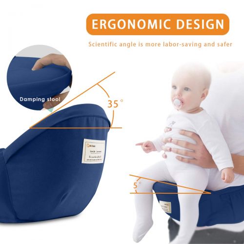  SONARIN 3 in 1 Multifunction Hipseat Baby Carrier,Front and Back,100% Cotton,Ergonomic,Easy Mom,Adapted to Your Childs Growing, 100% Guarantee and Free DELIVERY,Ideal Gift(Blue)