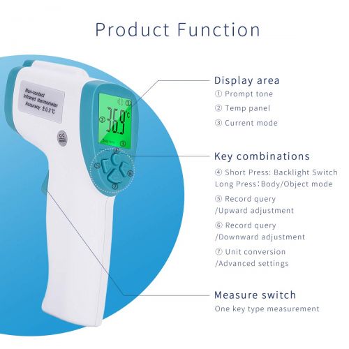  SONARIN Digital Medical Infrared Forehead Thermometer for Baby and Adults,Contactless,Measurable Object,Clinical Monitoring,Instant Reading,CE and FDA Certified(Blue)