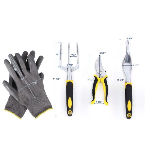  SONGMICS 9 Piece Garden Tool Set Includes Garden Tote and 6 Hand Tools Heavy Duty Cast-aluminum Heads Ergonomic Handles UGGB31L