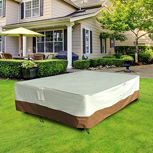  SONGMICS Rectangular Patio Table Cover, 600D Heavy Duty Outdoor Lawn Patio Furniture Covers, Waterproof and Anti-Fade 72 L x 45 W x 26.5 H UGTC183EC