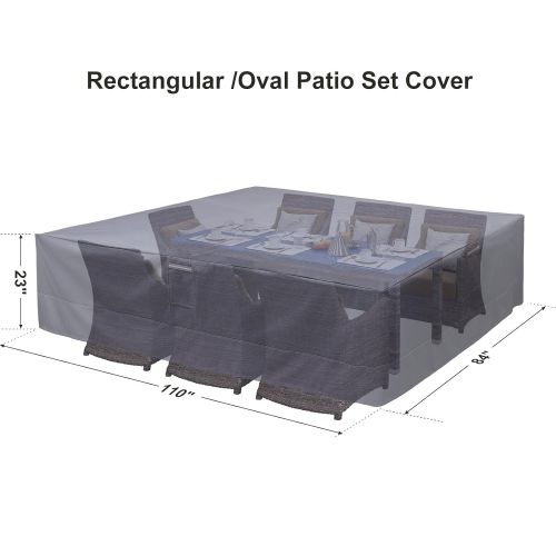  SONGMICS Rectangular Patio Table Cover, 600D Heavy Duty Outdoor Lawn Patio Furniture Covers, Waterproof and Anti-Fade 72 L x 45 W x 26.5 H UGTC183EC