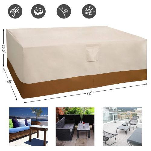  SONGMICS Rectangular Patio Table Cover, 600D Heavy Duty Outdoor Lawn Patio Furniture Covers, Waterproof and Anti-Fade 72 L x 45 W x 26.5 H UGTC183EC