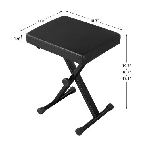  SONGMICS Adjustable Keyboard Bench, X-Style Padded Metal Piano Bench, Black ULPB40BK