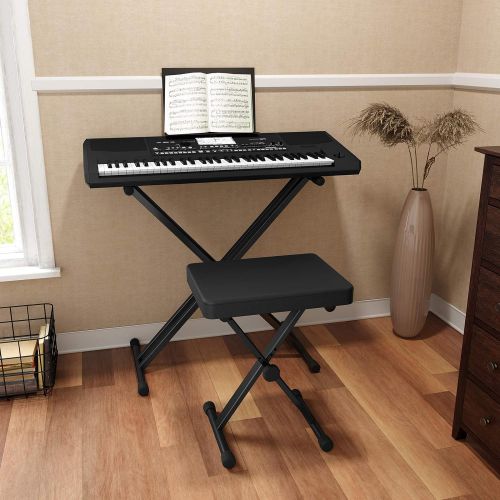  SONGMICS Adjustable Keyboard Bench, X-Style Padded Metal Piano Bench, Black ULPB40BK