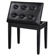 SONGMICS Padded Wooden Piano Bench Stool with Music Storage Black ULPB55H