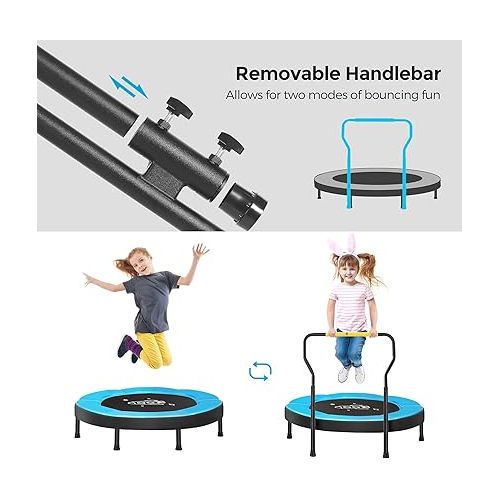  SONGMICS Trampoline for Kids, 3ft Mini Trampoline with Handlebar, Toddler Trampoline for Indoor and Outdoor, Max. Load 220 lb