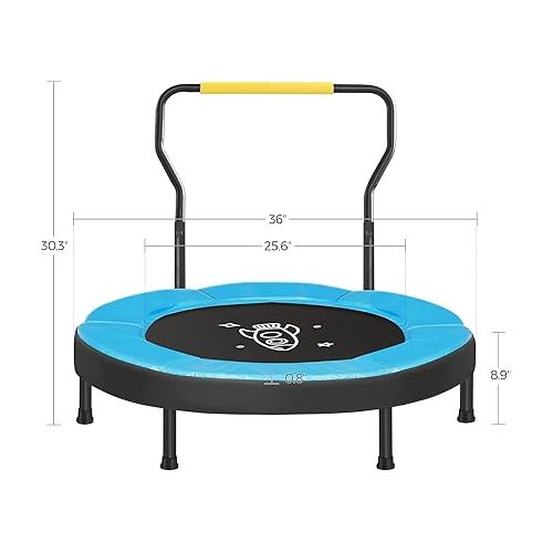  SONGMICS Trampoline for Kids, 3ft Mini Trampoline with Handlebar, Toddler Trampoline for Indoor and Outdoor, Max. Load 220 lb