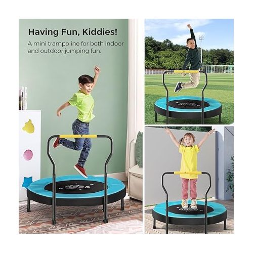  SONGMICS Trampoline for Kids, 3ft Mini Trampoline with Handlebar, Toddler Trampoline for Indoor and Outdoor, Max. Load 220 lb