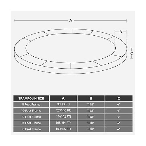  SONGMICS Trampoline Pad, 8ft 10ft 12ft 14ft 15ft Replacement Trampoline Safety Pad, Spring Cover