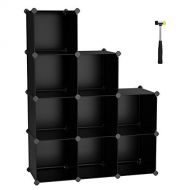 [아마존 핫딜]  [아마존핫딜]SONGMICS Cube Storage Organizer, 9-Cube BookShelf, DIY Plastic Closet Cabinet, Modular Bookcase, Storage Shelving for Bedroom, Living Room, Office, 36.6L x 12.2W x 48.4H Black ULPC