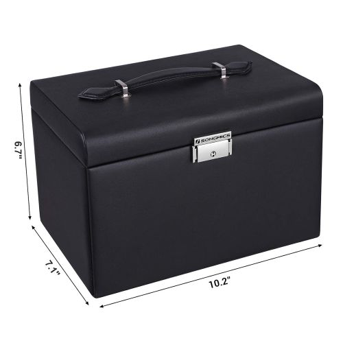  [아마존 핫딜]  [아마존핫딜]SONGMICS Jewelry Box, Girls Jewelry Organizer, Mirrored Mini Travel Case, Lockable, Black UJBC121B