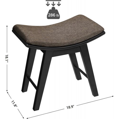  [아마존 핫딜]  [아마존핫딜]SONGMICS Vanity Stool, Modern Makeup Dressing Stool with Concave Seat Surface, Padded Bench with Rubberwood Legs, Capacity 286lb, Easy Assembly, Black URDS51BK